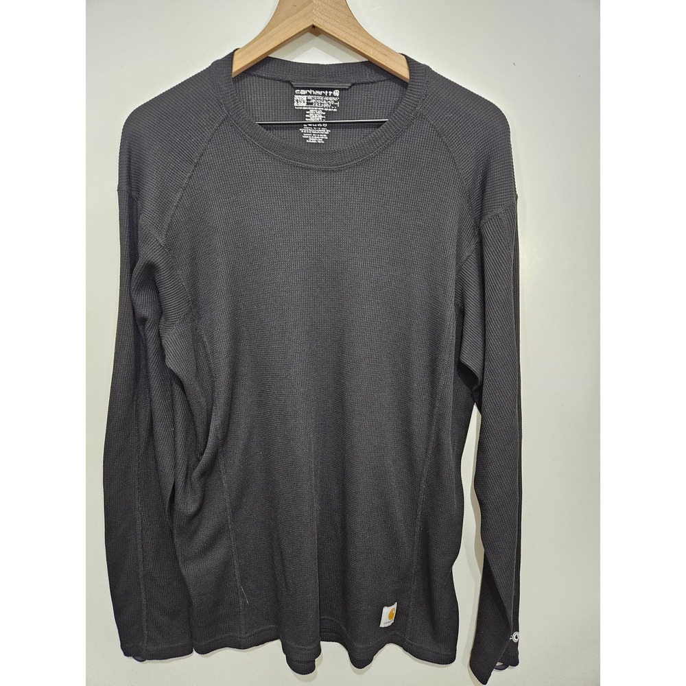 Carhartt Men's XL Black Waffle Knit Thermal Long Sleeve Shirt Workwear